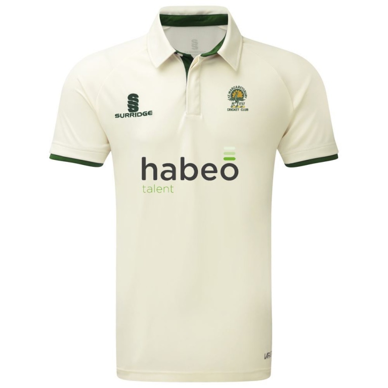 St Margaretsbury CC - Junior Ergo Short Sleeve Green Trim Shirt