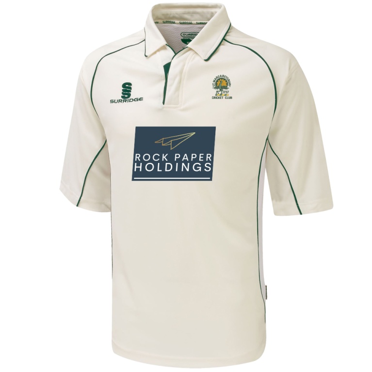 St Margaretsbury CC - Junior Premier 3/4 Sleeve Green Trim Shirt