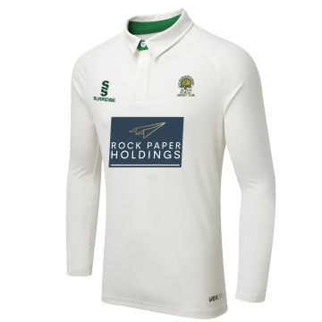 St Margaretsbury CC  - Adult Ergo Long Sleeve Green Trim Shirt
