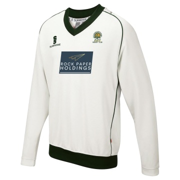 St Margaretsbury CC - Junior Long Sleeve Sweater Green Trim