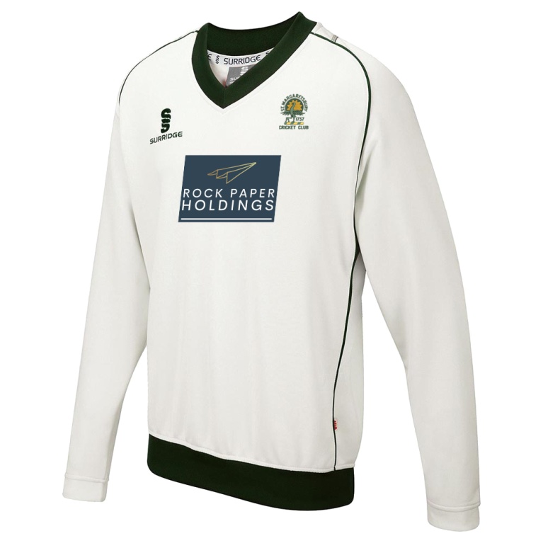 St Margaretsbury CC - Adults Long Sleeve Sweater Green Trim