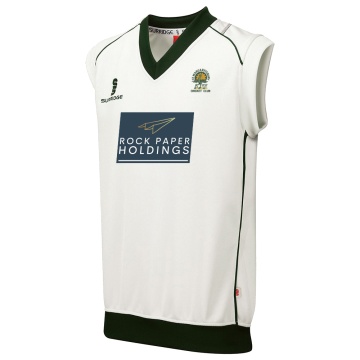 St Margaretsbury CC - Adult Sleeveless Sweater Green Trim